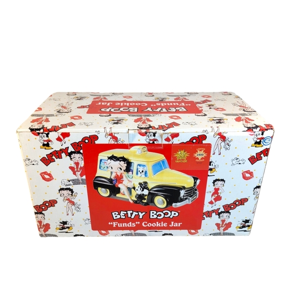 BETTY BOOP CAB CO LIMITED VANDOR 2007 CERAMIC COOKIE JAR 9" X 13" X 8'' RARE NIB - Picture 3 of 16
